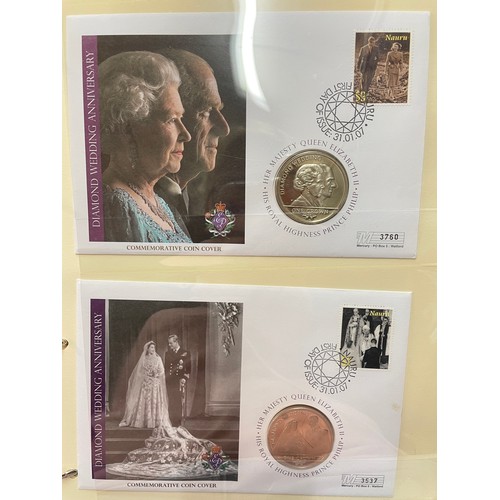 675 - EIGHT A4 BINDERS OF QUEEN ELIZABETH II DIAMOND WEDDING COIN COVER COLLECTIONS