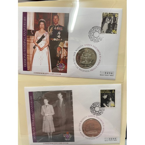 675 - EIGHT A4 BINDERS OF QUEEN ELIZABETH II DIAMOND WEDDING COIN COVER COLLECTIONS