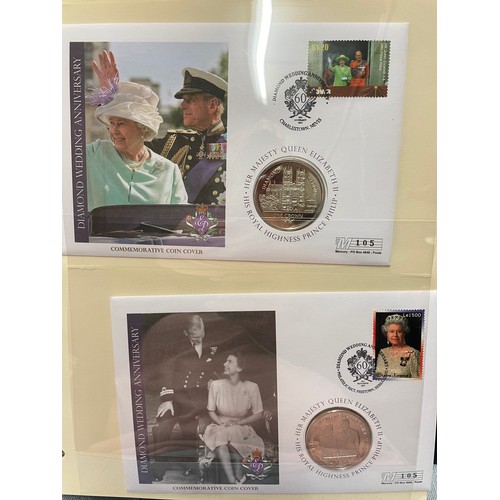 675 - EIGHT A4 BINDERS OF QUEEN ELIZABETH II DIAMOND WEDDING COIN COVER COLLECTIONS