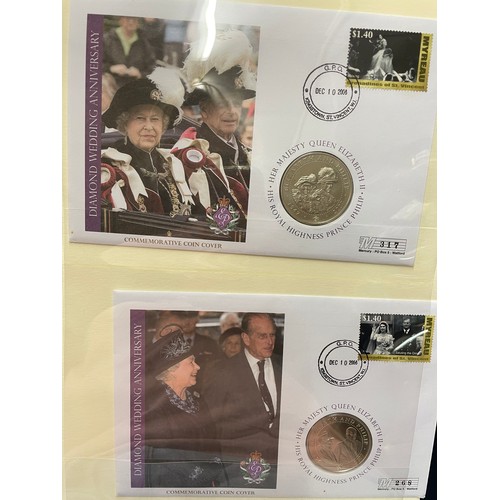 675 - EIGHT A4 BINDERS OF QUEEN ELIZABETH II DIAMOND WEDDING COIN COVER COLLECTIONS