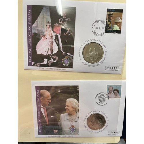 675 - EIGHT A4 BINDERS OF QUEEN ELIZABETH II DIAMOND WEDDING COIN COVER COLLECTIONS