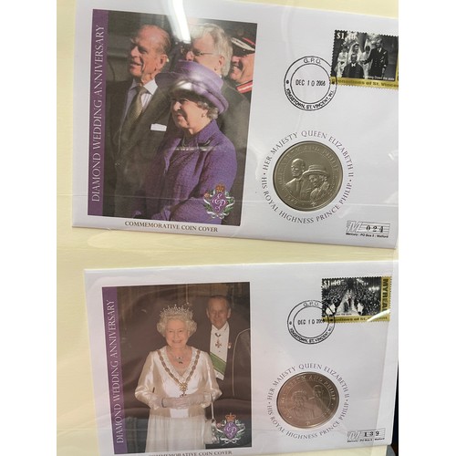 675 - EIGHT A4 BINDERS OF QUEEN ELIZABETH II DIAMOND WEDDING COIN COVER COLLECTIONS