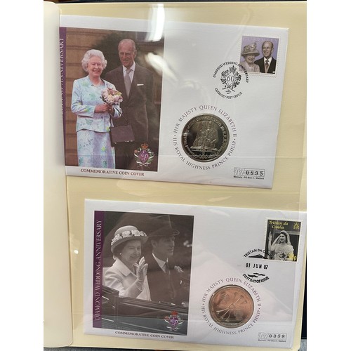 675 - EIGHT A4 BINDERS OF QUEEN ELIZABETH II DIAMOND WEDDING COIN COVER COLLECTIONS