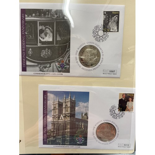 675 - EIGHT A4 BINDERS OF QUEEN ELIZABETH II DIAMOND WEDDING COIN COVER COLLECTIONS