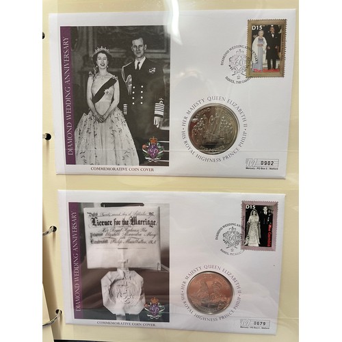 675 - EIGHT A4 BINDERS OF QUEEN ELIZABETH II DIAMOND WEDDING COIN COVER COLLECTIONS