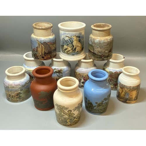 338 - TWELVE PRATTWARE JARS A/F