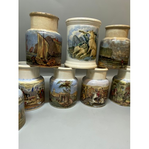 338 - TWELVE PRATTWARE JARS A/F