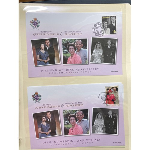 676 - FIVE A4 BINDERS OF THE QUEENS 80TH BIRTHDAY STAMP AND COIN COVER COLLECTION