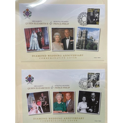 676 - FIVE A4 BINDERS OF THE QUEENS 80TH BIRTHDAY STAMP AND COIN COVER COLLECTION