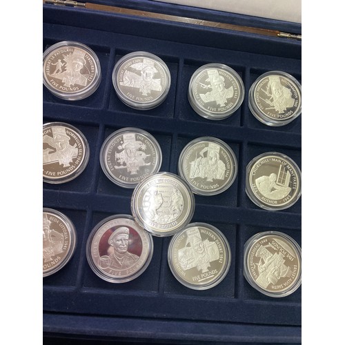 647 - WESTMINSTER MINT FIVE POUND COIN COLLECTION CHANNEL ISLANDS AND COMMONWEALTH 10 DOLLAR BATTLE SERIES... 