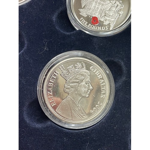 646 - BOXED TWO TRAY LEAST WE FORGET COIN COLLECTION NUMBER 429 OF £5 ENAMEL COINS