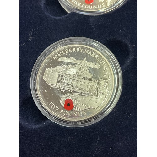 646 - BOXED TWO TRAY LEAST WE FORGET COIN COLLECTION NUMBER 429 OF £5 ENAMEL COINS