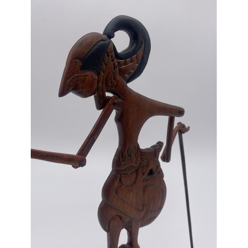 661 - INDONESIAN CARVED HARDWOOD WAYANG KULIT SHADOW PUPPET