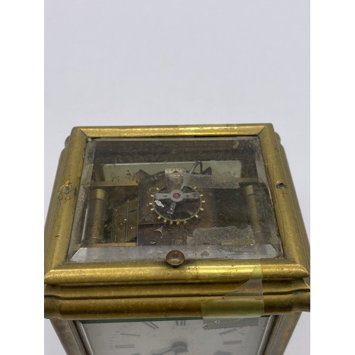 656 - BRASS CASED CARRIAGE CLOCK A/F