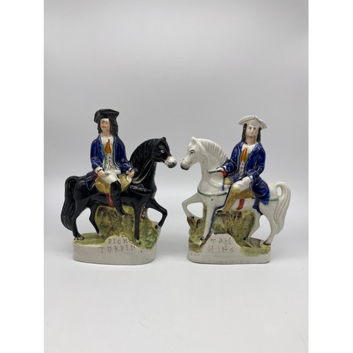 658 - PAIR OF STAFFORDSHIRE FLAT BACK FIGURE GROUPS OF HIGHWAYMAN