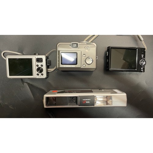 687 - SAMSUNG AND 12 MEGA PIXEL DIGITAL CAMERAS, PACKARD BELL CAMERA, HANIMEX 110 TELE CAMERAS