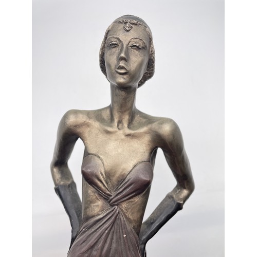 520 - RESIN MOULDED FEMALE ART DECO FIGURE A/F