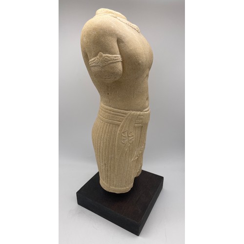 518 - SAND STONE EFFECT EGYPTIAN TORSO ON STAND