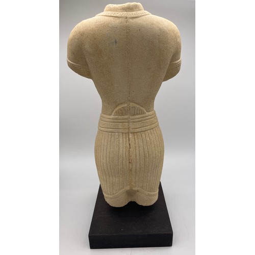 518 - SAND STONE EFFECT EGYPTIAN TORSO ON STAND