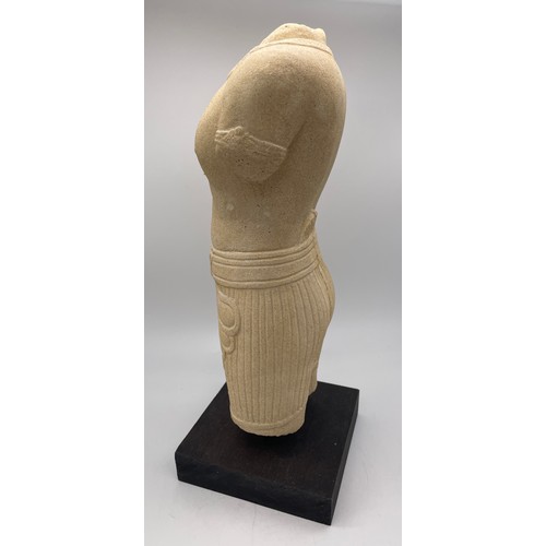 518 - SAND STONE EFFECT EGYPTIAN TORSO ON STAND