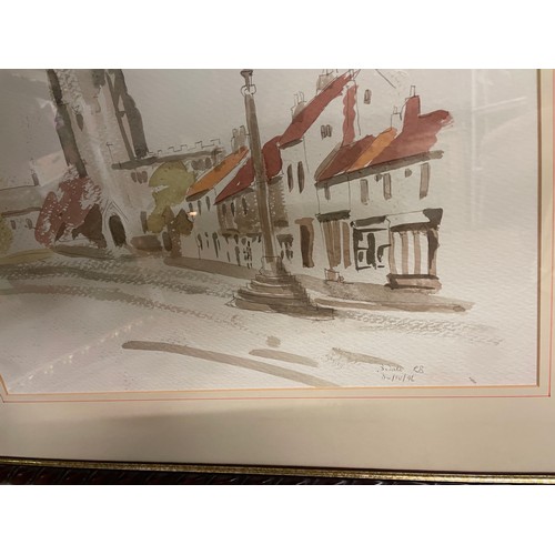 700 - TWO WATERCOLOURS BY B DALE CROSS TOWN SCAPES