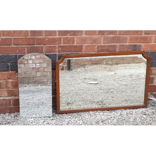 701 - MAHOGANY FRAMED DRESSING MIRROR AND A SMALLER FRAMELESS MIRROR