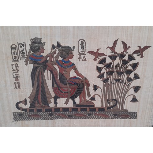 232 - LARGE EGYPTIAN PAPYRUS PAINTED PICTURE