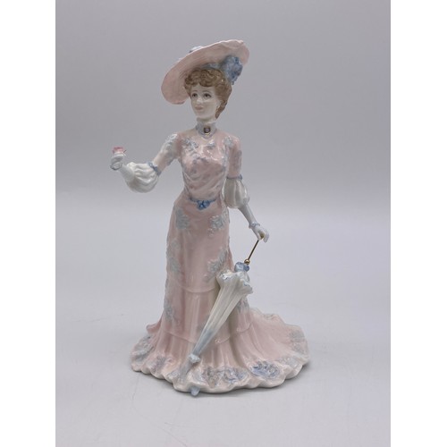 388 - COALPORT BONE CHINA LA BELLE EPOQUE LADY FRANCES FIGURE AND FIVE MINIATURE LADY FIGURES