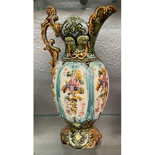 321 - GERMAN MAJOLICA STYLE EWER VASE