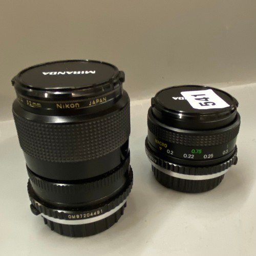 541 - OLYMPUS AND MIRANDA CAMERA LENSES