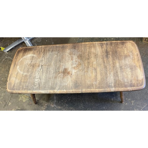 149 - ERCOL OBLONG COFFEE TABLE WITH SPINDLE UNDER TIER