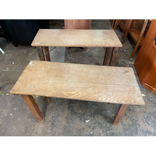 2 - TWO SMALL PLANK TOP FOLDING TABLES