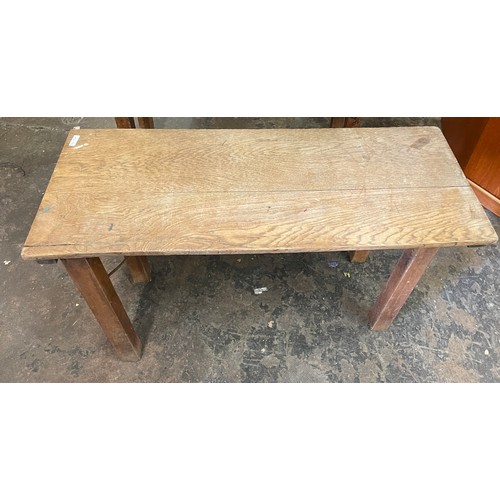 2 - TWO SMALL PLANK TOP FOLDING TABLES