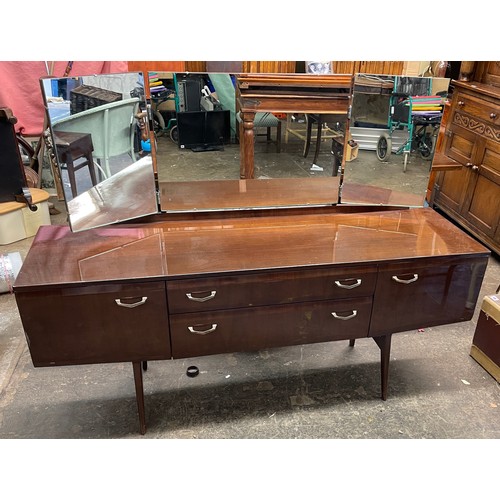 7 - MID CENTURY TOLA DRESSING TABLE BY ALPHONS LOEBENSTEIN FOR MEREDEW AND MATCHING BEDSIDE TABLE