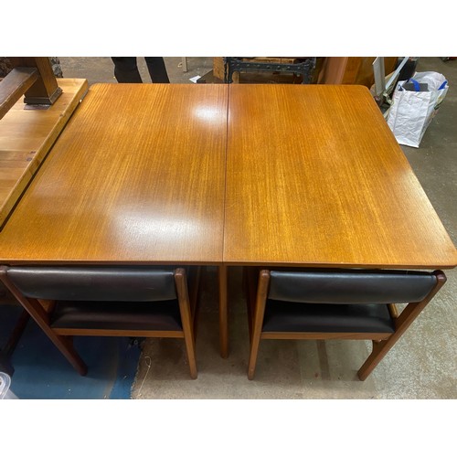 28 - MCINTOSH TEAK SQUARE DINING TABLE AND FOUR CHAIRS #9943