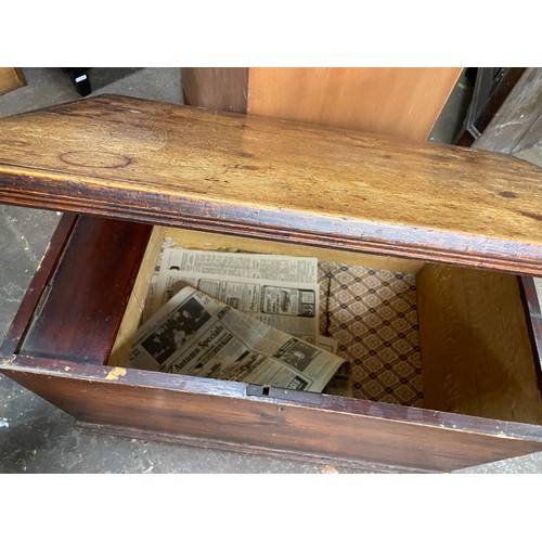 103 - 19TH CENTURY PINE TRUNK WITH CARRY HANDLES