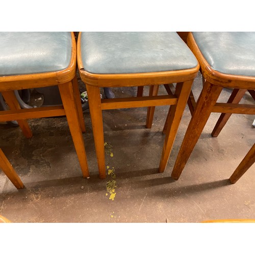 164 - FIVE 1950S BEECH KITCHEN STOOLS