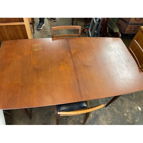 162 - 1960S TEAK DINING TABLE AND THREE LADDER BACK CHAIRS