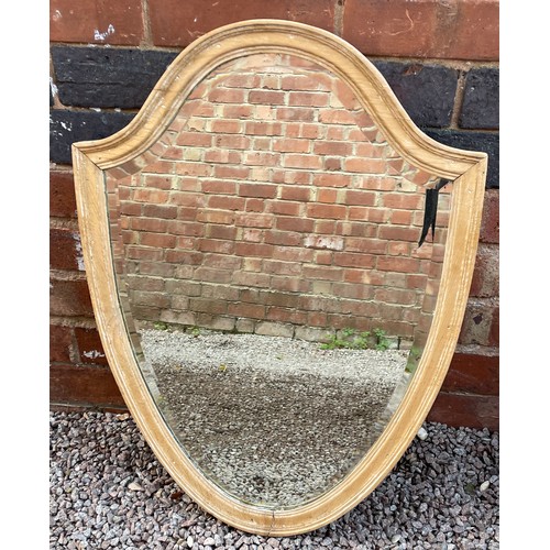 234 - STRIPPED SHIELD SHAPED MIRROR AND BATHROOM MIRROR TOWEL HOLDER