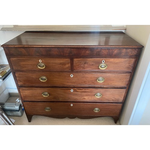 231 - EARLY 19TH CENTURY TWO OVER THREE DRAWER CHEST ON SPLAY BRACKET FEET