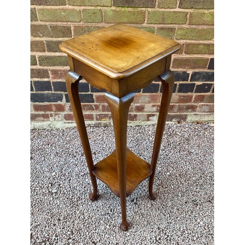 58 - WALNUT JARDINIERE STAND ON CABRIOLE LEGS