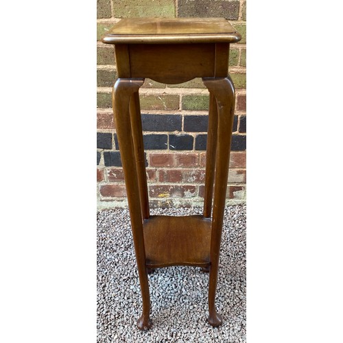 58 - WALNUT JARDINIERE STAND ON CABRIOLE LEGS