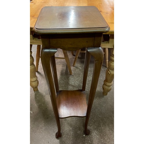 58 - WALNUT JARDINIERE STAND ON CABRIOLE LEGS