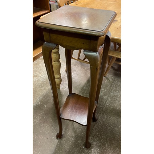 58 - WALNUT JARDINIERE STAND ON CABRIOLE LEGS