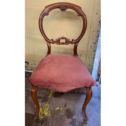 63 - VICTORIAN WALNUT BALLOON BACK CHAIR