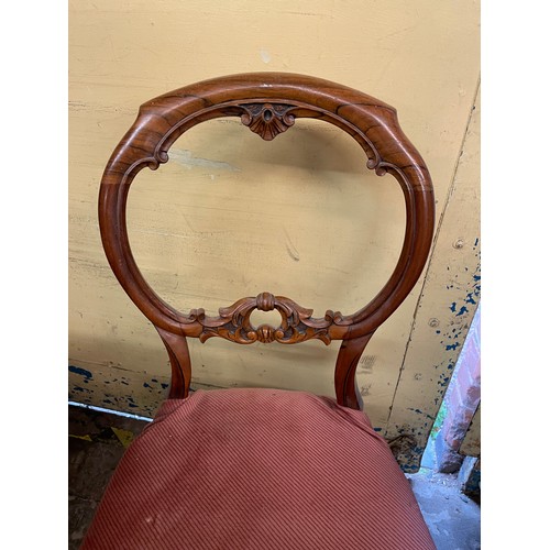 63 - VICTORIAN WALNUT BALLOON BACK CHAIR