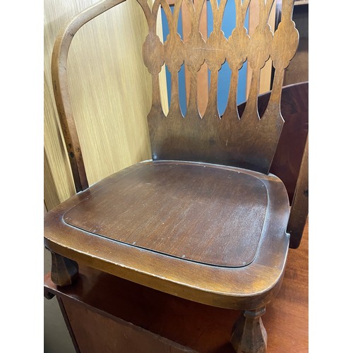 64 - MID 20TH CENTURY BEECH LATTICE BACK LOW BEDROOM CHAIR