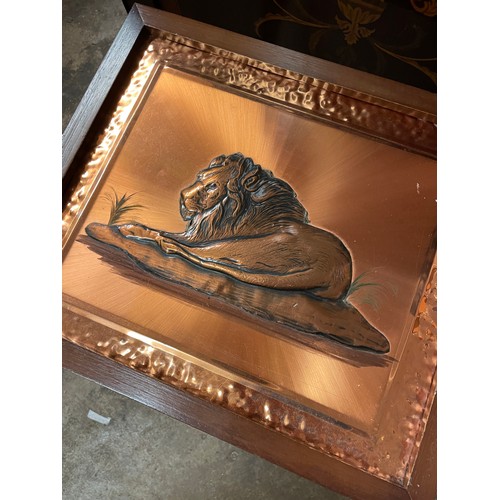 57A - COPPER LION DECORATED TABLE