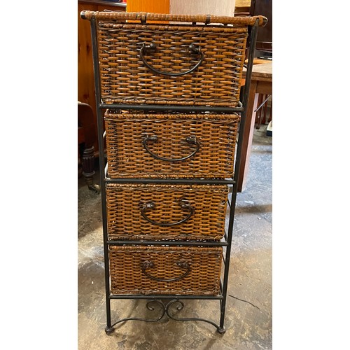 27 - RATTAN WEAVE FOUR BASKET DRAWER CHEST