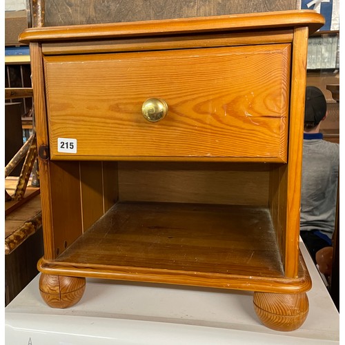 215 - HONEY PINE BEDSIDE CHEST ON BUN FEET